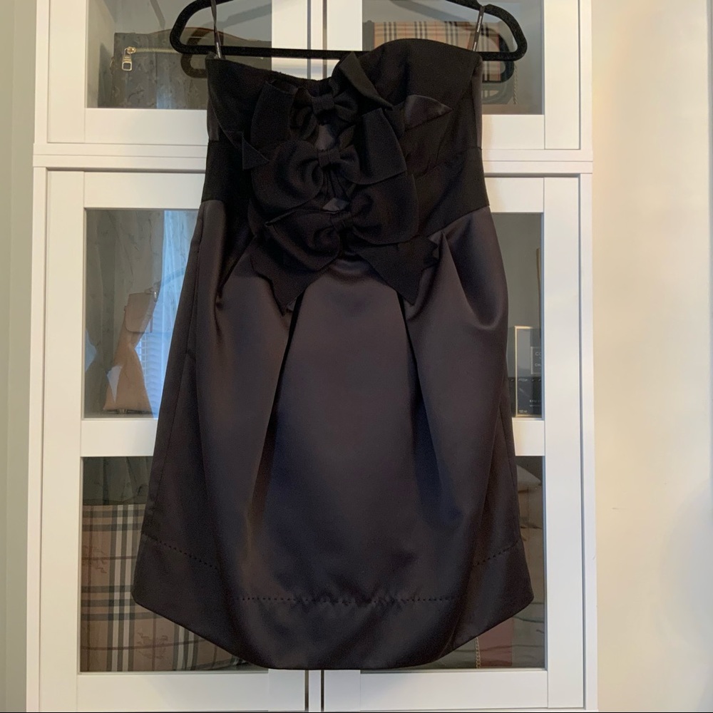 PHOEBE Couture Little Black Dress Strapless Cocktail Ribbon Prom/Gradua…